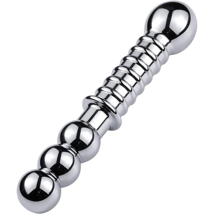 Анальний плагін з подвійним голівкою SM Metall - BDSM, еротичне рабство, дилдо, мастурбація, плагін для анального сексу, фетиш, прогресивний аналовий плагін для чоловіків, жінок, пар