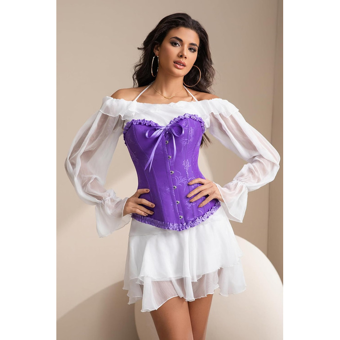 Корсет Vrapo для жінок - бюстгальтер-корсет, корсаж з шнурівкою, талія, спідня білизна (S, фіолетовий)