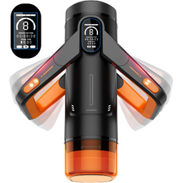 Інтимна іграшка для чоловіків Eanatoys Masturbieren - 9 вібраторів, телескопічна функція, 3D реалістична вагіна, LCD-дисплей, помаранчевий колір