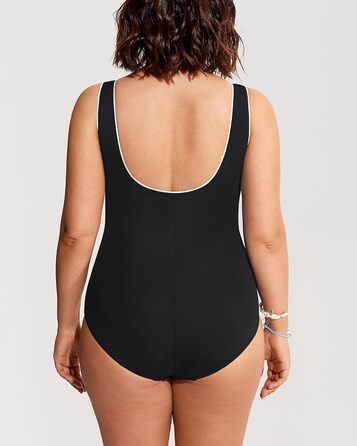 Купальник жіночий Delimira великі розміри, чорний, з V-подібним вирізом, з м'якими вставками