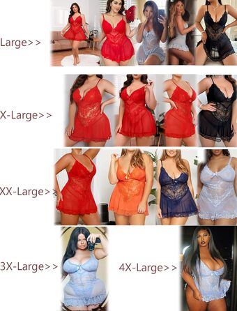 Babydoll з мереживом Alrovetoney для жінок великих розмірів: нічна сорочка, сукня-тедді, червоний колір, розмір XL