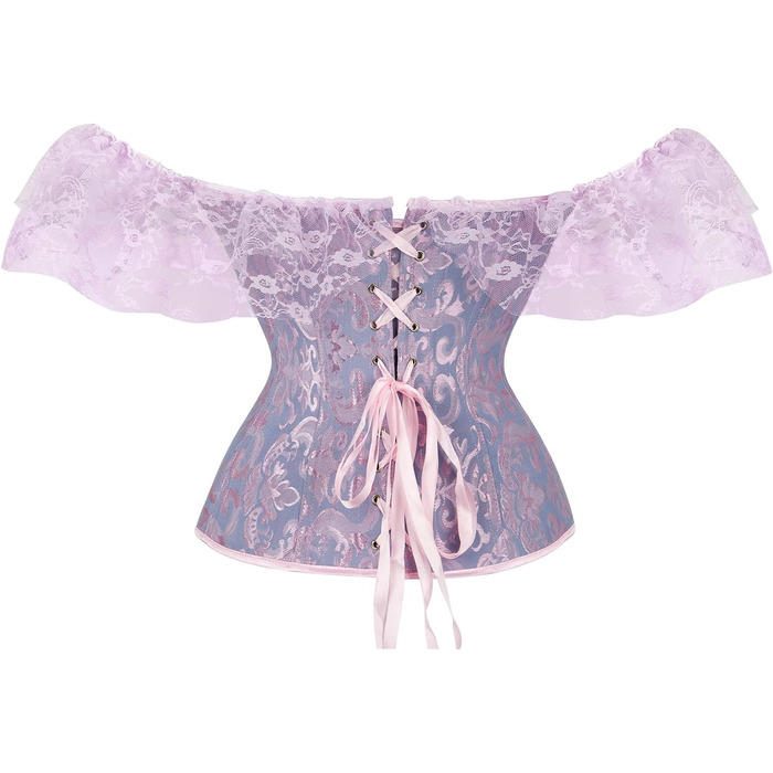 Жіноче корсетне бюстгальтер з шнурівкою, квітковий принт, вінтажний стиль, XL, фіолетовий