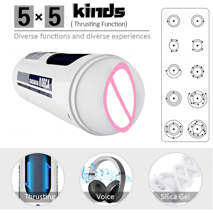 Електричний статевий аксесуар для чоловіків з телескопічною функцією, автоматичний стимулятор пеніса, 3D-мастурбація