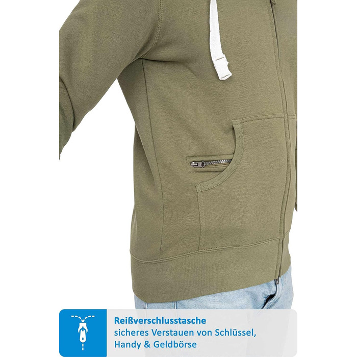 Чоловіча толстовка на блискавці з капюшоном Happy Clothing, тепла флісова кофта з бавовни, Regular Fit, оливкова