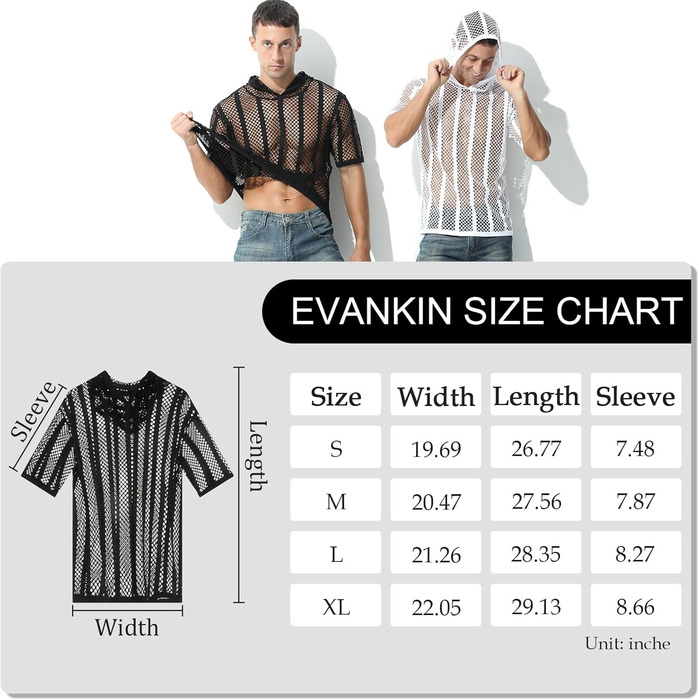 Чоловічий лонгслів Evankin з сіткою, прозорий, з коротким рукавом, футболка з мускульним ефектом, білий