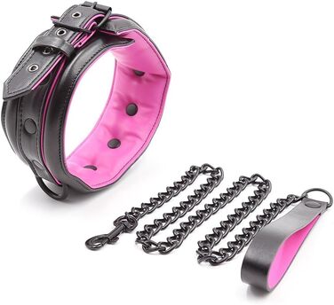 Чорне та рожеве шкіряне намисто для бондіджу та еротики: фетіш-намисто-рабське підв'язування з мотузкою