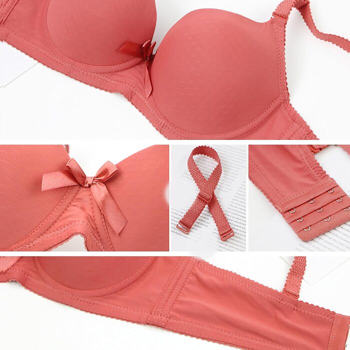 3 шт. бюстгальтери для жінок XCXC з кісточками, великі розміри, Push-Up, легкі, ідеальна посадка, класичний дизайн, регульовані бретелі, анти-провисання, комплект на кожен день та для відпочинку (Бежевий+Червоний+Чорний), розмір 80B