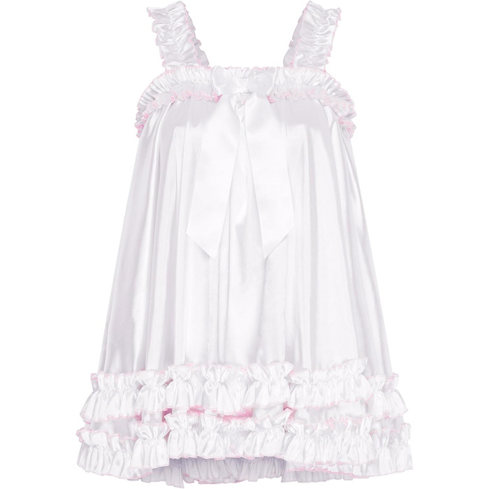 Сукня-бабочка Satini Dessous з мереживом та рюшами, стиль Negligee, для косплею та кросдресу (XL, Білий)