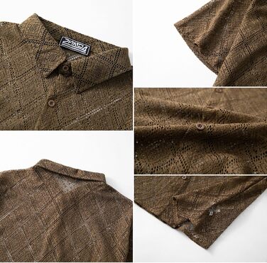 Чоловіча сорочка SOOUICKER з мереживом, коротким рукавом, прозора, в стилі vintage, для відпочинку та вечірок, біла