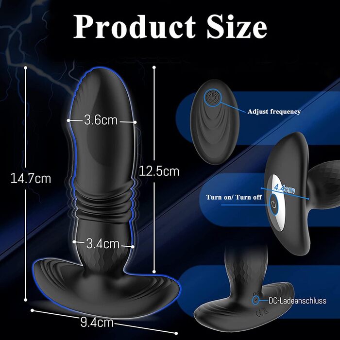 Аналізатор вібрацій YcsLust з функцією імпульсу, 10 режимів вібрації та 10 імпульсів, керування через додаток для чоловіків, секс-іграшка, анальний плагін для пар (керування через додаток)