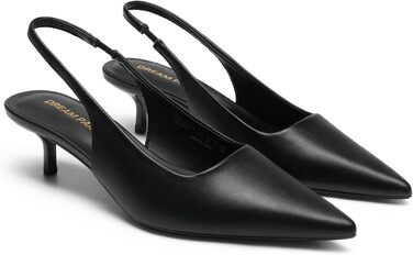 Жіночі туфлі-човники Dream Pairs на низьких підборах (kitten heels) з відкритою п'ятою, чорні, екошкіра, розмір 39 EU