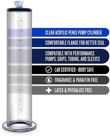 Прозора трубка з лінійкою для помпи для статевих органів, збільшення статевого члена, вакуумна помпа для чоловіків (H:30.5 * 5.7cm)