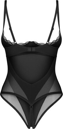 Сексуальний жіночий комплект нижньої білизни Selente Love & Fun: боді/відкритий боді/бодісток та сатинова маска для очей, чорний сітка, S-M, виготовлено в ЄС