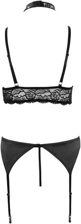 Чорний комплект спідньої білизни Orion: бюстгальтер, стрінги та стріптіз з мереживом та стріп-тримачем, розмір XL