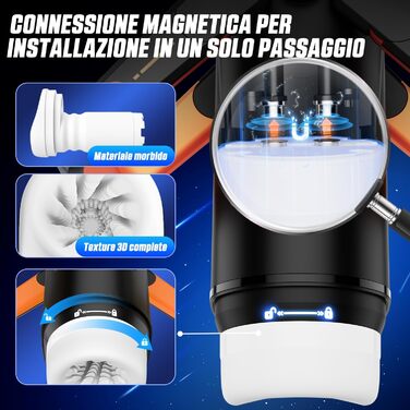 Інтимна іграшка для чоловіків Eanatoys Masturbieren - 9 вібраторів, телескопічна функція, 3D реалістична вагіна, LCD-дисплей, помаранчевий колір