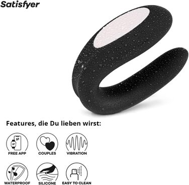 Satisfyer Double Joy Connect App - парний вібратор для пар | Керування через додаток | Чорний | 9 см