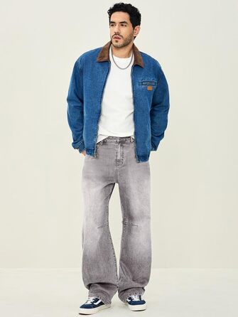 Чоловічі широкі джинси Baggy JMIERR з ефектом потертості, вуличний стиль Streetwear, сірі, розмір 3XL