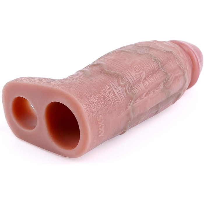 Реалістична пеніс-манжета з потовщеним мошонковим кільцем для збільшення пеніса та затримки еякуляції. Секс-іграшка для чоловіків. Реалістичний колір шкіри.