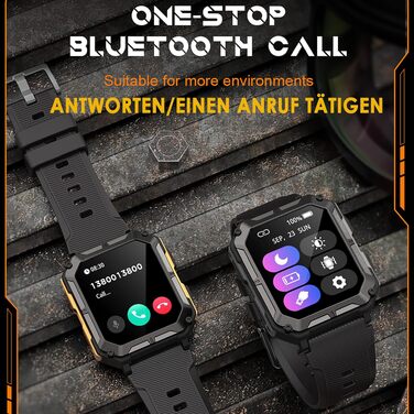Тактичний смарт-годинник для чоловіків Military Watch: водонепроникний IP68, 1.83
