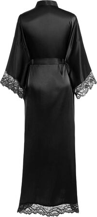 Жіночий халат BABEYOND: довгий/короткий, однотонний, мереживний, з рукавами, шовковий, атласний, кімоно, сукня, літній халат, однотонний, для сну, універсальний розмір, чорний