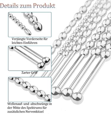 Набір дилататорів для секса з чоловіками BDSMAGE, нержавіюча сталь, 7 шт., 200 мм, для пар, 18+