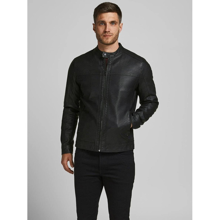 Чоловіча куртка Jack & Jones зі штучної шкіри, чорна, розмір S