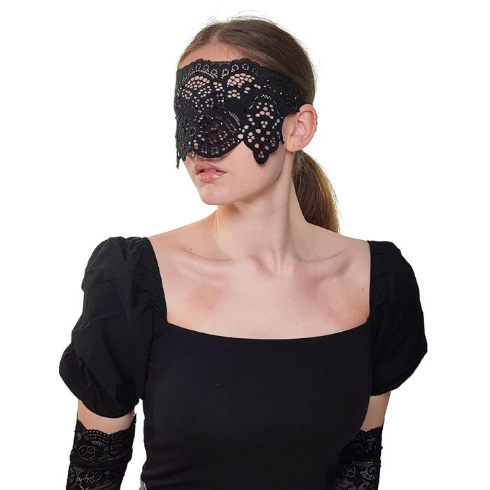 Чорна мереживна маска для жінок з чорними стразами, елегантна маска на половину обличчя, маска для маскарату та карнавалу, мереживна вечірня маска з гумкою, чорна (чорні стрази)