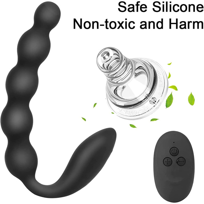 Анальний вібратор LZMYZ з 10 режимами вібрації, 2 мотори, перлини для масажу простати, для чоловіків, жінок та пар