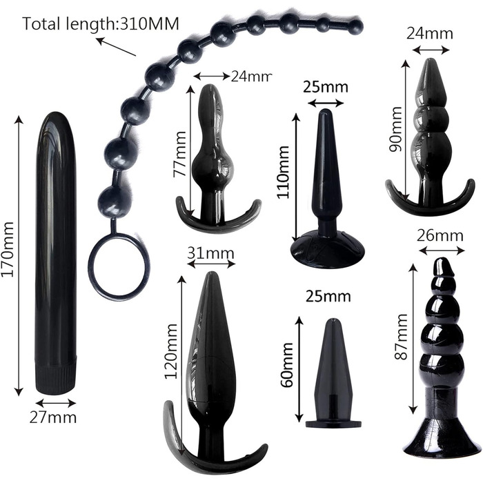 Набір для БДСМ: кайдани, анальні плагіни, іграшки для пар, чорний