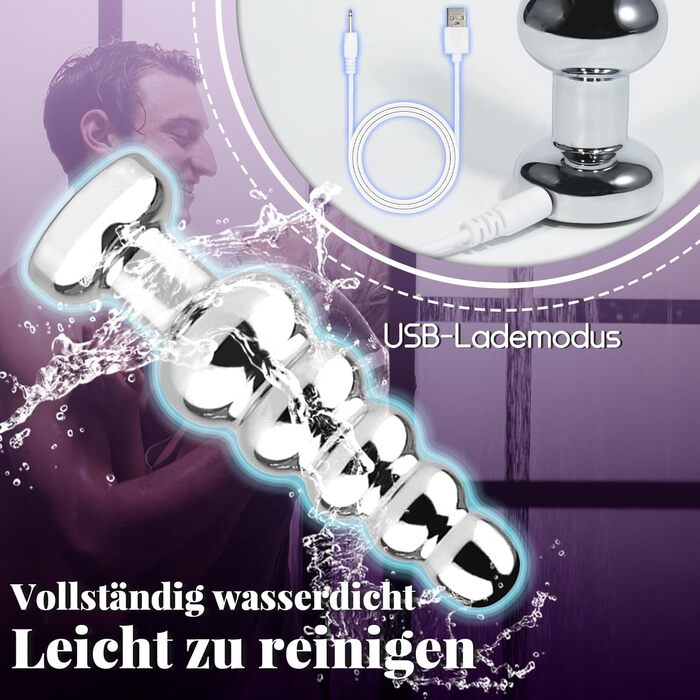 Вібратор для анального сексу AMAZBEE з дистанційним керуванням, 10 режимів, масажер простати, металевий дildo з 5 намистин