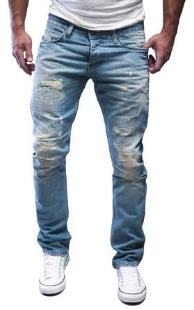 Чоловічі джинси MERISH Slim Fit зі стрейчем, дизайнерські моделі 1507, світло-блакитні (40W / 34L)