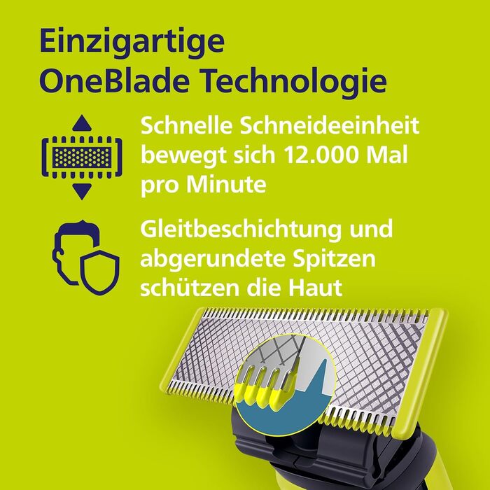 Електричний тример та бритва PHILIPS OneBlade 360 Face & Body QP2834/31 для обличчя та тіла, з 3 лезами 360, 4 насадками-гребінцями та 2 насадками для тіла, волого-сухе гоління
