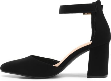 Жіночі туфлі-човники Dream Pairs з еластичним ремінцем на щиколотці, чорний нубук, розмір 37 EU