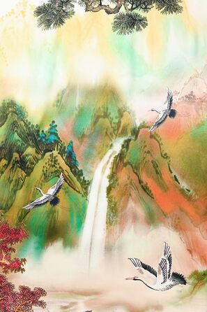 Шовковий халат-кімоно Ledamon для жінок, довгий, 100% шовк, класичний квітковий халат-піжама (універсальний розмір, пейзаж осінь)