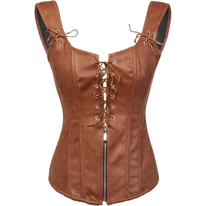 Корсет Bslingerie® з ефектом шкіри з штучної шкіри, XXL, коричневий