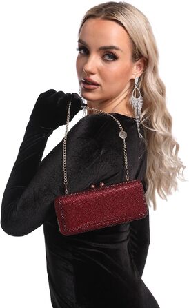 Жіночий вечірній клатч Boutique De FGG з кристалами та стразами для весіль та вечірок, міні-сумка бордового кольору