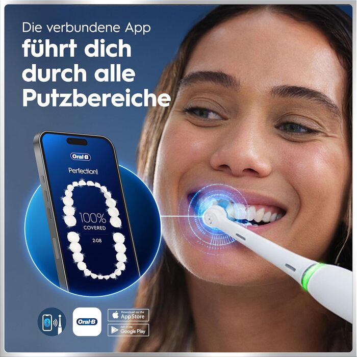 Електрична зубна щітка Oral-B iO Series 6 білого кольору, 5 режимів чищення, з дорожнім кейсом та набором з 2 насадок