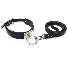 Чокер з кільцем Lalatia для жінок: шкіряний чокер, чорний колір, срібна фурнітура