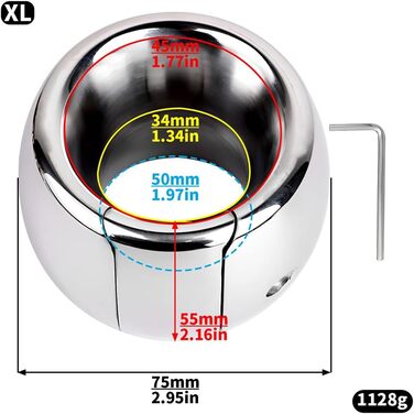 Кольцо для яєчок Jixaxe Super Heavy Duty – Ballstretcher – металеве кільце для яєчок, вага для яєчок, кільце для статевого члена для чоловіків, секс-іграшки (XL)