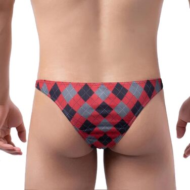 Сліп чоловічий Faringoto, принт, шовкова суміш, дихаючий, бікіні, G-стрінг, червоний (M)