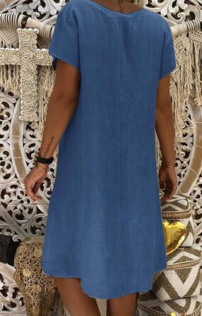 Сукня Tincini Soerkleid льон пляжна повсякденна з V-подібним вирізом А-силует блакитна розмір M