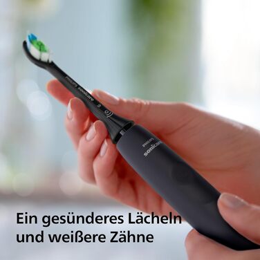 Електрична сонічна зубна щітка Philips Sonicare 4100 HX3683/33 для дорослих, чорна, з насадкою Optimal White, дорожнім футляром та USB-зарядним пристроєм