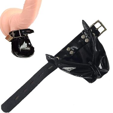 Кільце для яєчок з фіксатором пеніса, шкіряна сумка-тримач, для чоловіків, секс-іграшки