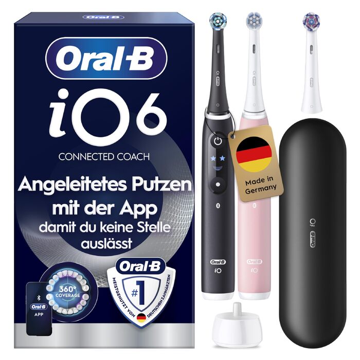 Електрична зубна щітка Oral-B iO Series 6, біла, 5 режимів чищення, з дорожнім футляром та набором насадок