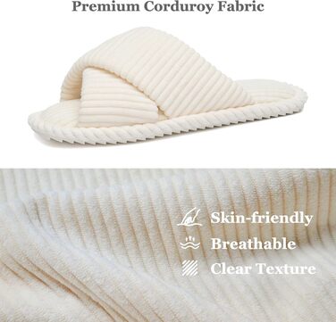 Жіночі домашні капці GOEWY з ефектом пам'яті (Memory Foam), тканинні шлепанці з відкритим носком та бантом, протиковзка підошва, бежеві, розмір 42/43 EU