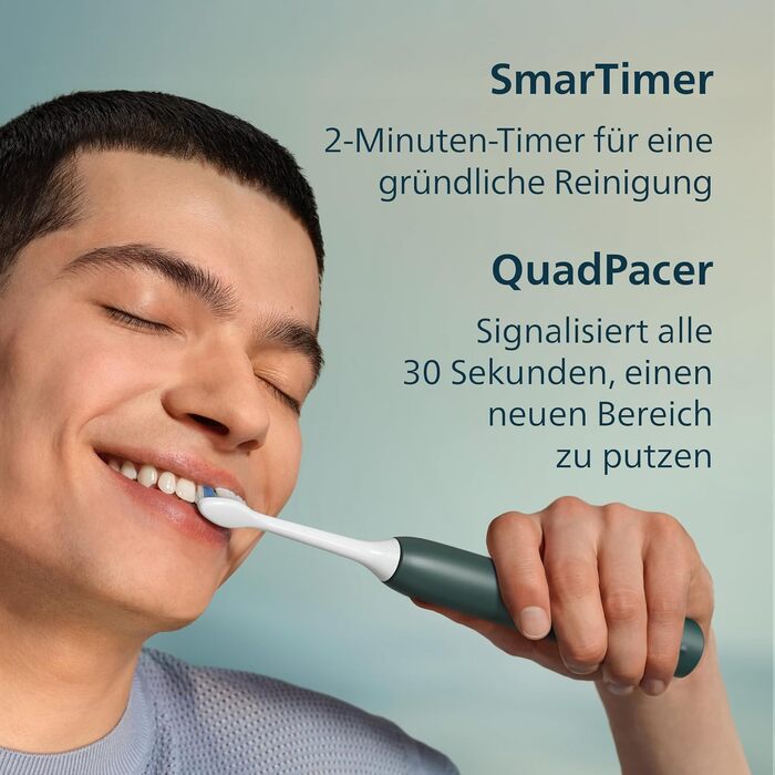 Електрична зубна щітка Philips Sonicare Series 3100 (HX4033/26) з датчиком тиску, 3 режимами інтенсивності, SmarTimer та дорожнім футляром, темно-зелена