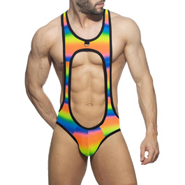 Боді для чоловіків SRZYMJ: спортивний костюм для тренувань, боксерські шорти, комплект нижньої білизни, Y-подібний відкритий спин, білий, L