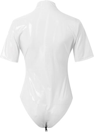 Блискучі панчохи з відкритим кроком для жінок, білі, з застібкою-блискавкою (M)