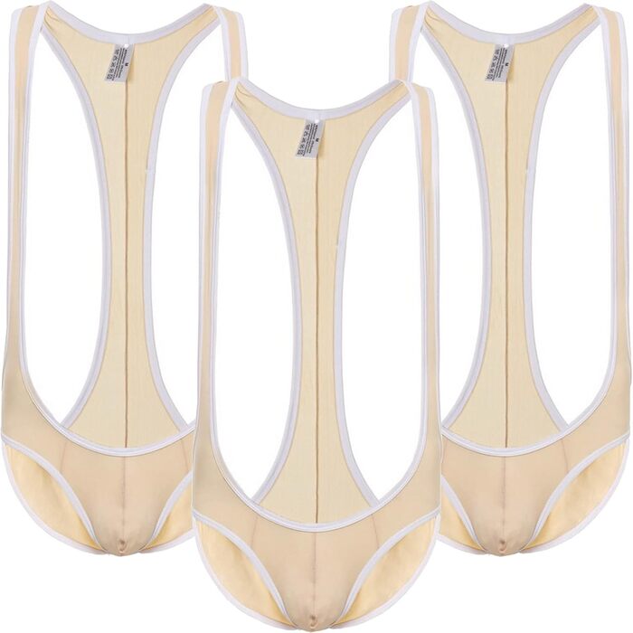 Чоловічий прозорий боді Faringoto для боротьби (комбінезон, лонгслім) - колір персиковий, розмір L