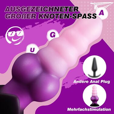 Анальний плагін Monster Fantasy Dildo: силіконовий анальний плагін з вузлами, для чоловіків та жінок, XXL, з присосками, Buttplug, преміум-якість